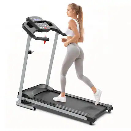 Front. Loheer - Loheer Foldable Treadmill for Home Compact Running Machine Silent Motor Fitness Equipment - Black.