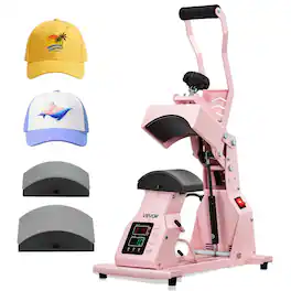 VEVOR - Hat Heat Press Machine, with 2pcs Interchangeable Platens, Precise Temperature and Time Control - Pink