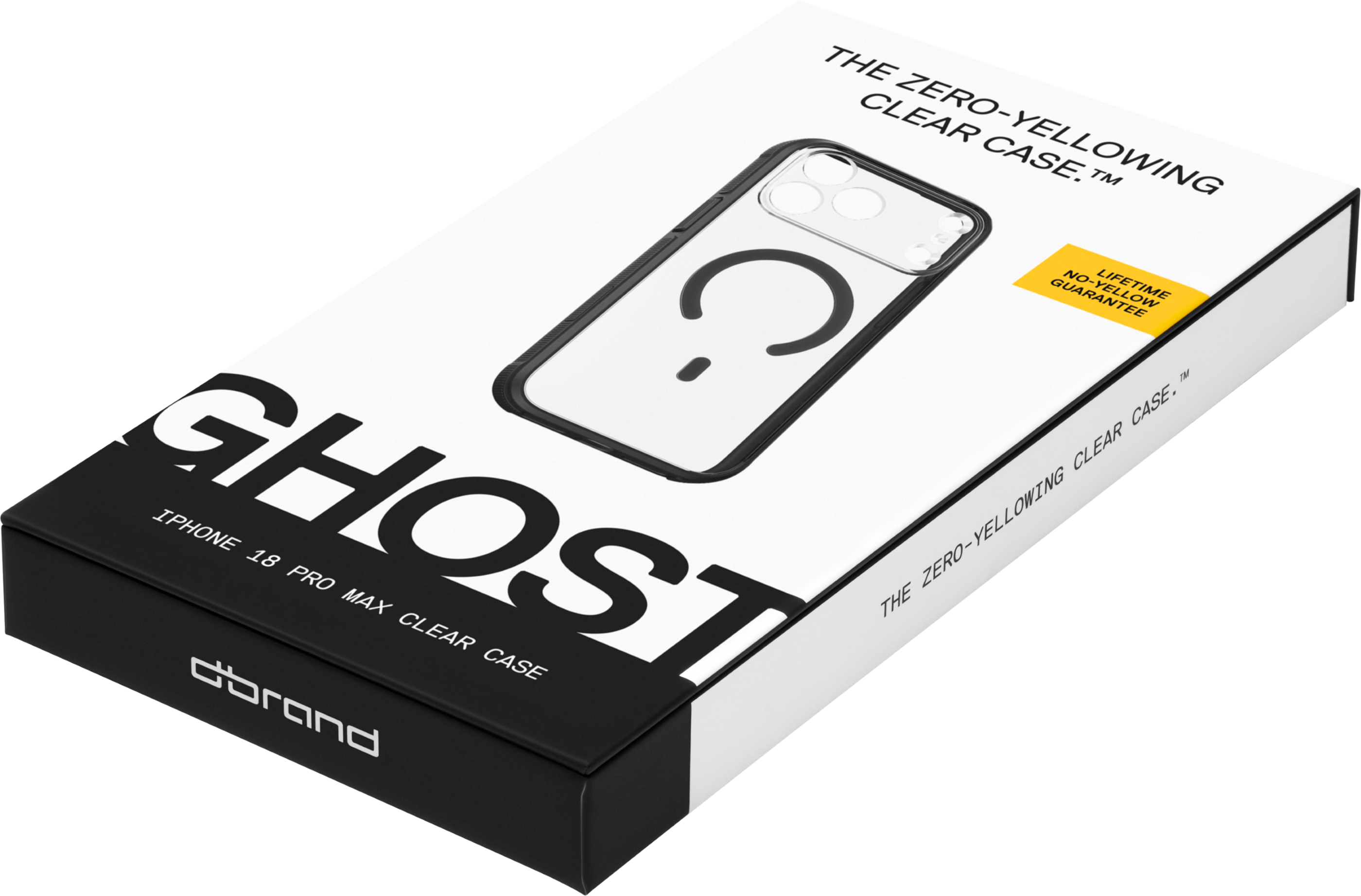 THE ZERO-YELLOWING CLEAR CASE. TM  
GUARANTEE LIFETIME ? CLEAR CASE.  
GHOST IPHONE 18 PRO ZERO-YELLOWING MAX THE CLEAR CASE  
dbrand