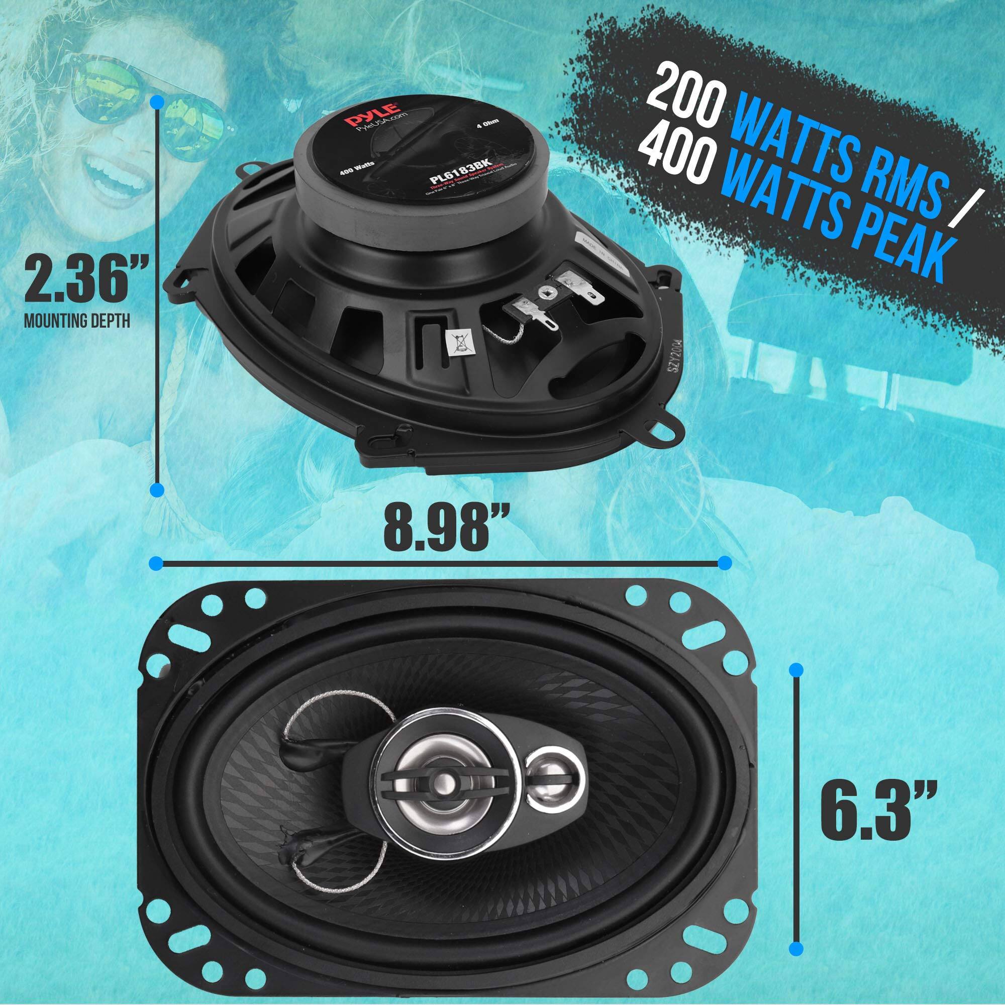 2.36" MOUNTING DEPTH  
181838K PLB1 - E  
200 WATTS RMS / 400 WATTS PEAK  
8.98"  
6.3"
