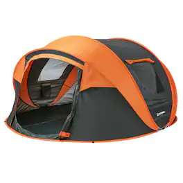 Wikistore - 6 Person Pop Up Tent Instant Setup Water Resistant Portable w/Carry Bag for Family Camping & Outdoor 3-Season - Black & Orange