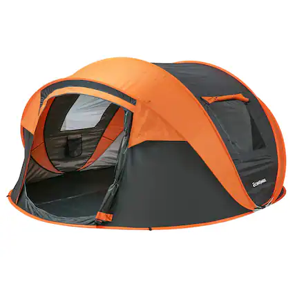 Front. Wikistore - Wikistore 6 Person Pop Up Tent Instant Setup Water Resistant Portable w/Carry Bag for Family Camping & Outdoor 3-Season - Black & Orange.