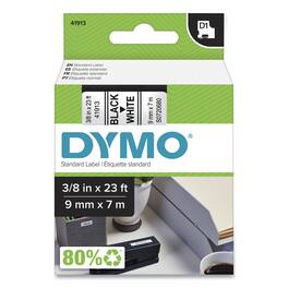 DYMO - 41913 D1 High-Performance 0.37 in. x 23 ft. Polyester Removable Label Tape - Black on - White