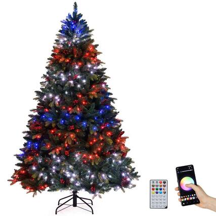 Front. Resenkos - Resenkos 7-Ft Artificial Christmas Tree - LED Lights & App Control, Green - Green.