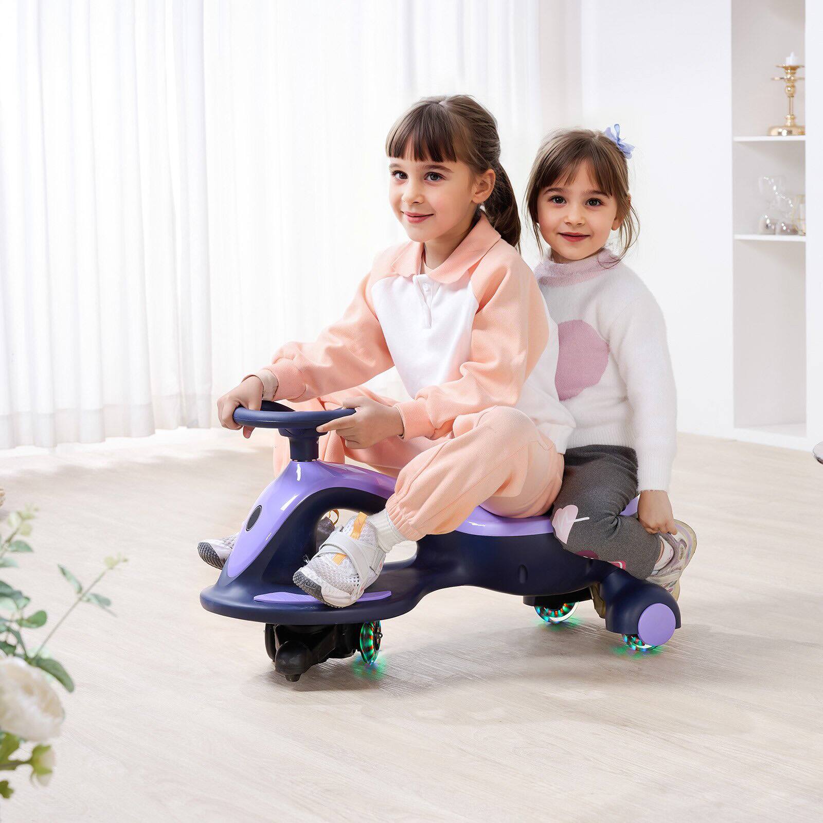 Alt View 1. Glintex - Battery Ride-On Wiggle Car, 2-in-1 Swing Car with LED Wheels, Rechargeable Battery, Bluetooth & Anti-Rollover Design - Purple.