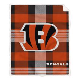Pegasus - Cincinnati Bengals 60- x 70- Plaid Steel Ultra Cozy Sherpa Blanket - Multicolor