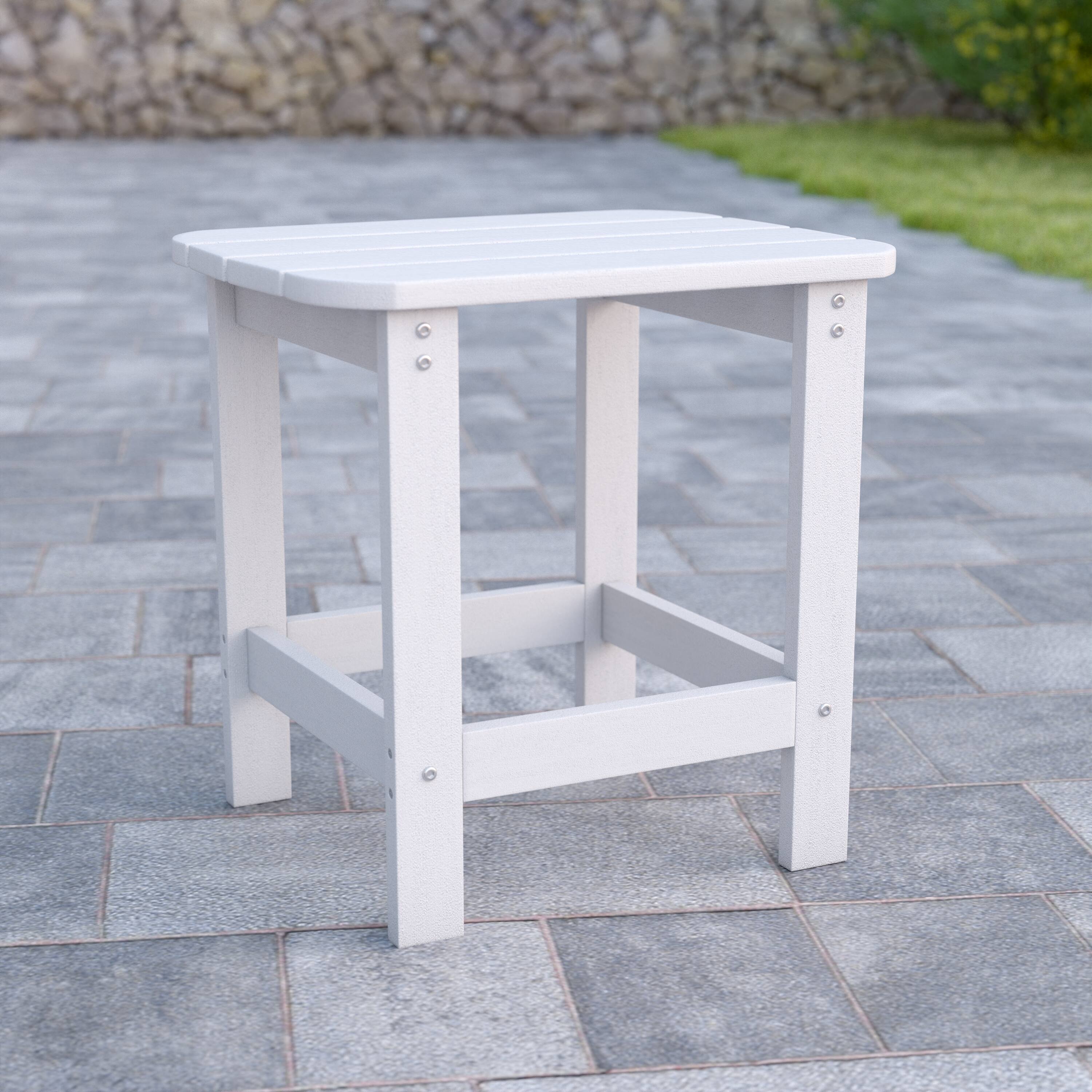 Alt View 1. Emma + Oliver - Hammond Indoor/Outdoor Polyresin Adirondack Side Table for Porch, Patio, or Sunroom - White.