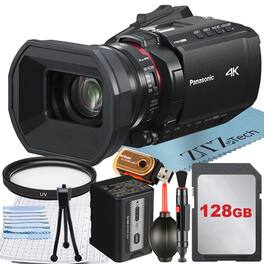 Bundle - Panasonic - HC-X1200 Camcorder UHD 4K HDMI + 128GB Card + UV Filter + ZeeTech - Black