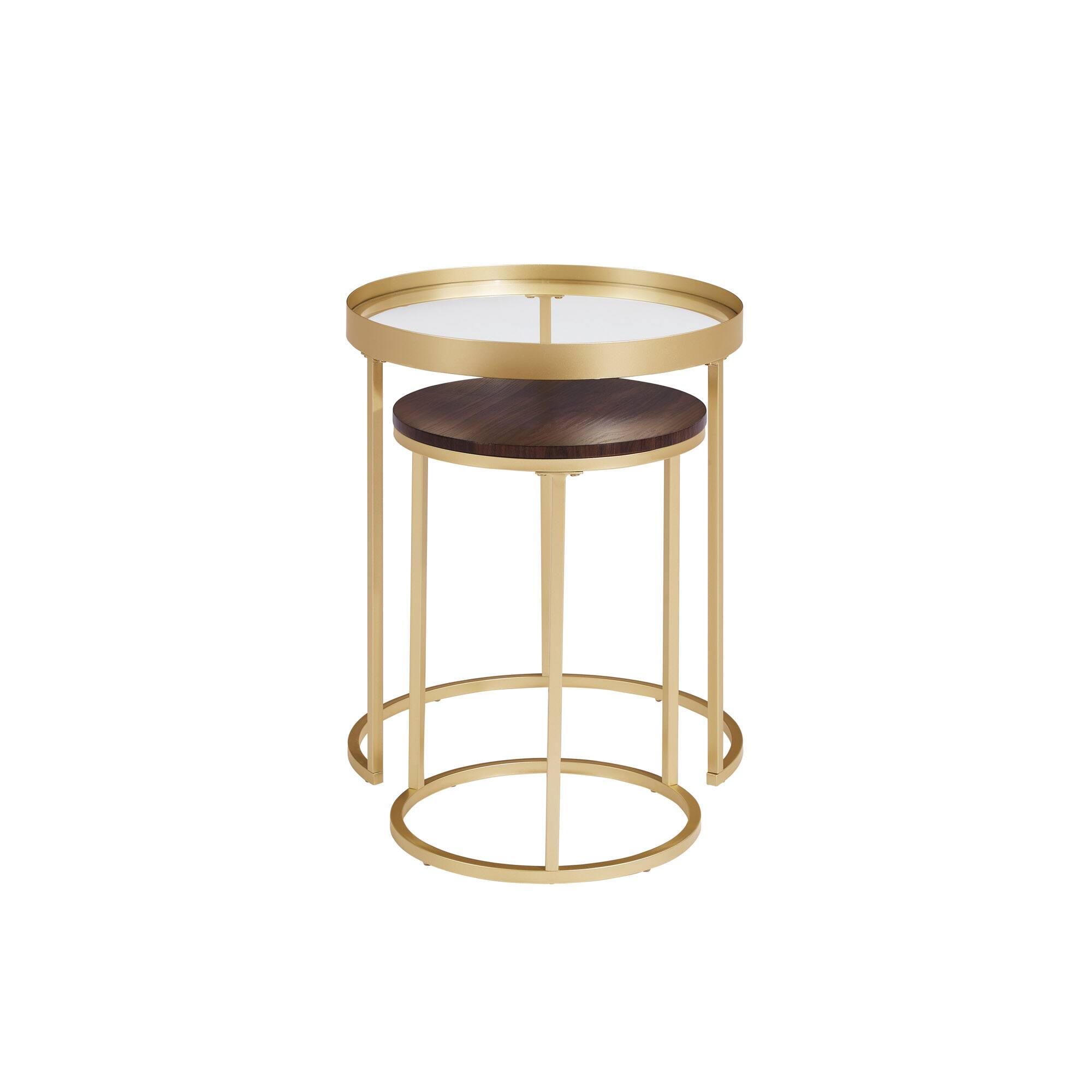 Walker Edison - Industrial Nesting Side Tables - Dark Walnut - Front_Zoom