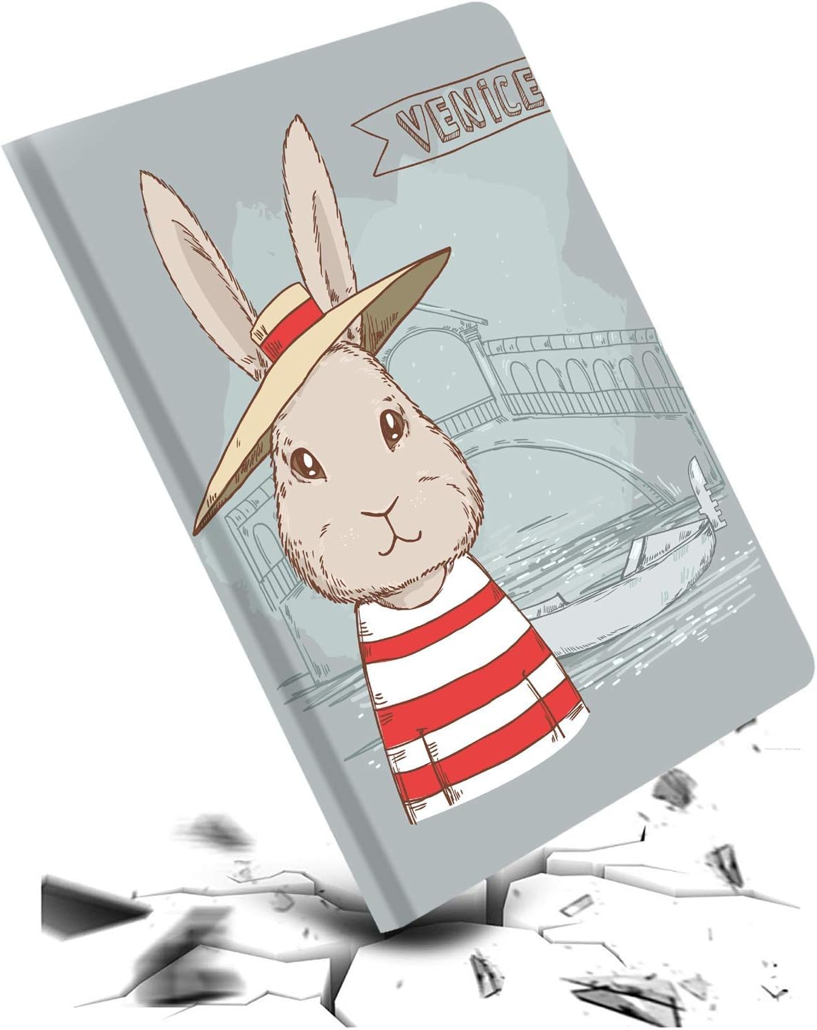 Alt View 3. DuraSafe Cases - iPad Air 11" M2 2024 & Air 10.9" 5th/4th Gen Folio Smart Case with Dual-Angle Stand A2316 A2324 A2325 A2072 A2588 A2589 - Bunny Hat.