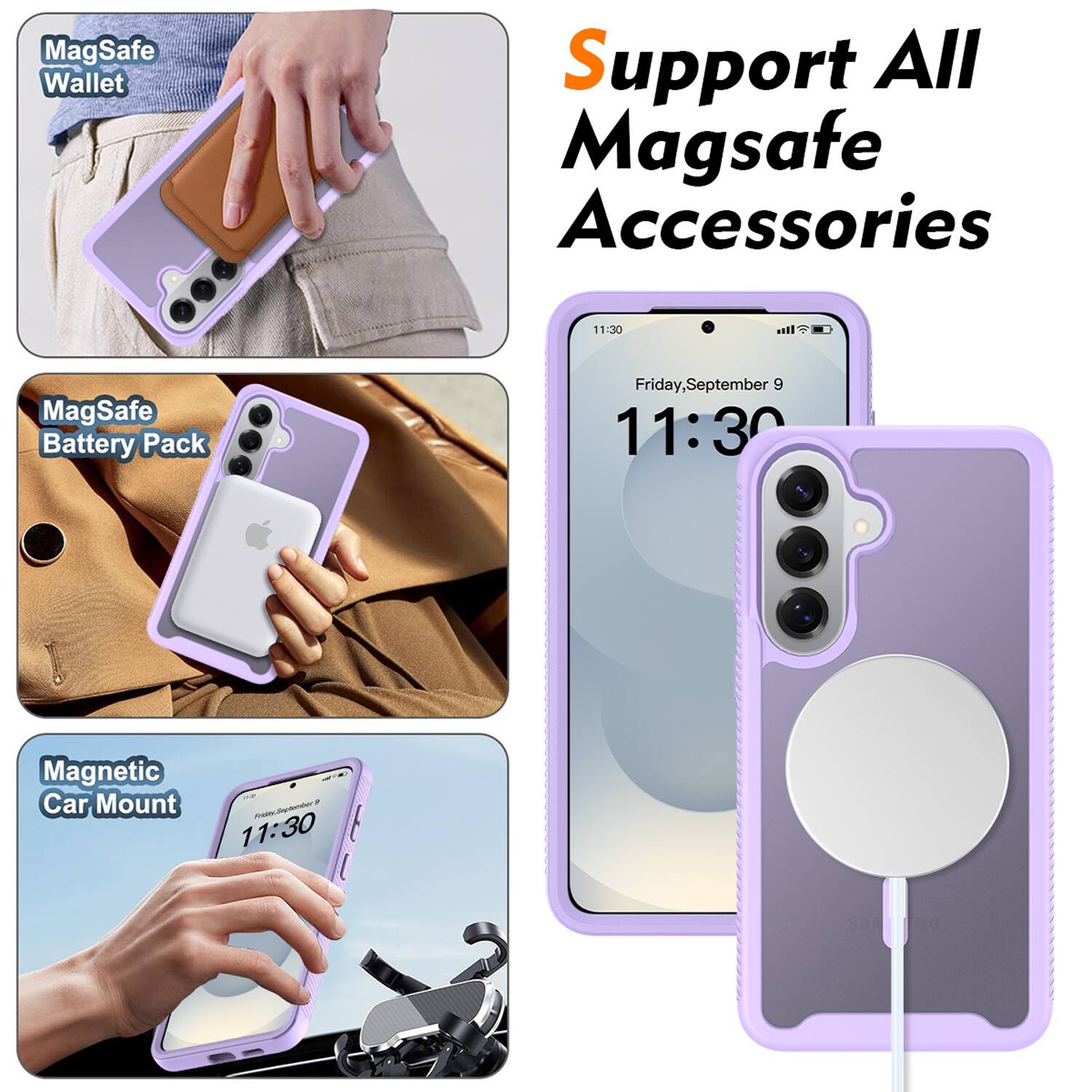 Support All MagSafe Accessories

- MagSafe Wallet
- MagSafe Battery Pack
- Magnetic Car Mount