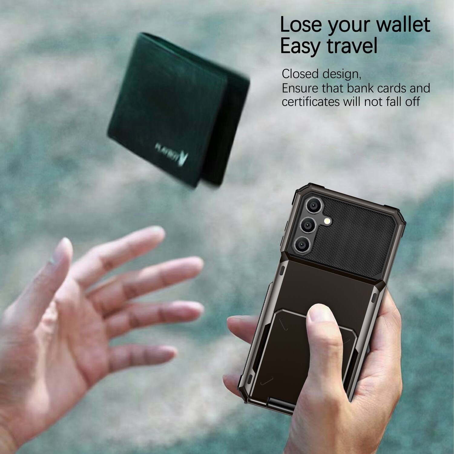 Lose your wallet  
Easy travel  

Closed design,  
Ensure that bank cards and certificates will not fall off