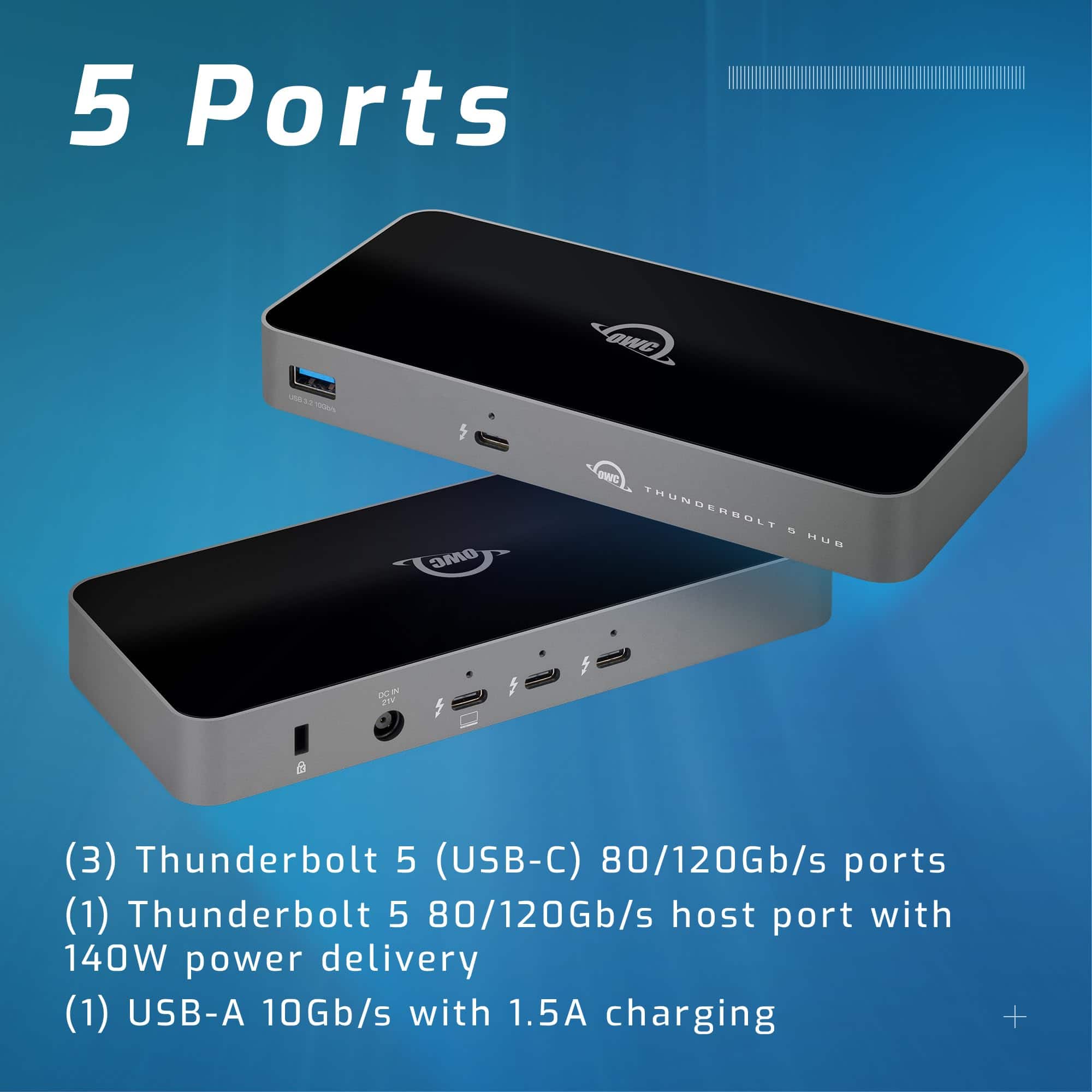 OWC Thunderbolt 5 Hub, 3 Thunderbolt 5 Ports, Up to 3 8K displays