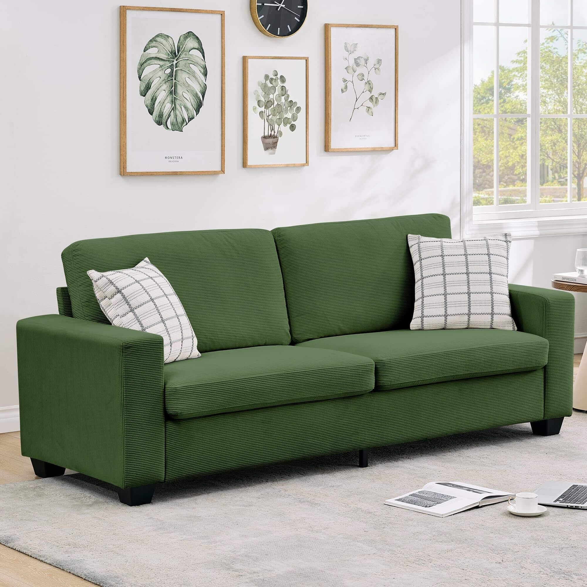 Jojoka - 83 Inch Modern Sofa, 3 Seater Couch, Deep Seat Couch, Comfy Cloud Sofa - Green