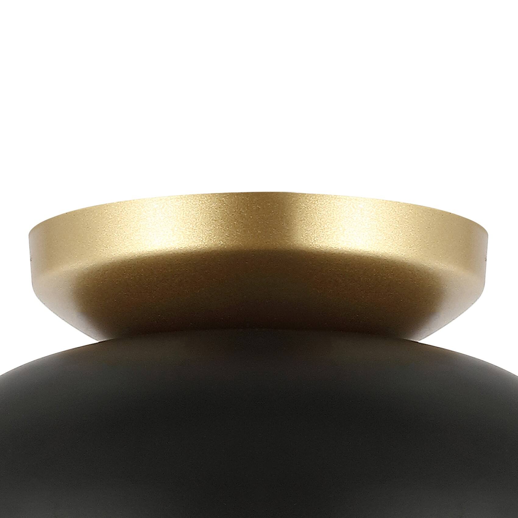 Alt View 4. Jonathan Y - Paulina 8.5" 1-Light Classic Industrial Iron LED Flush Mount, Black/Gold Painting - Black/Gold Painting.