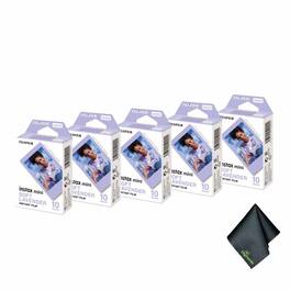 Fujifilm - 5xFUJIFILM INSTAX MINI Soft Lavender Instant Film (10 Exposures), Microfiber Cleaning Cloth, Bundle