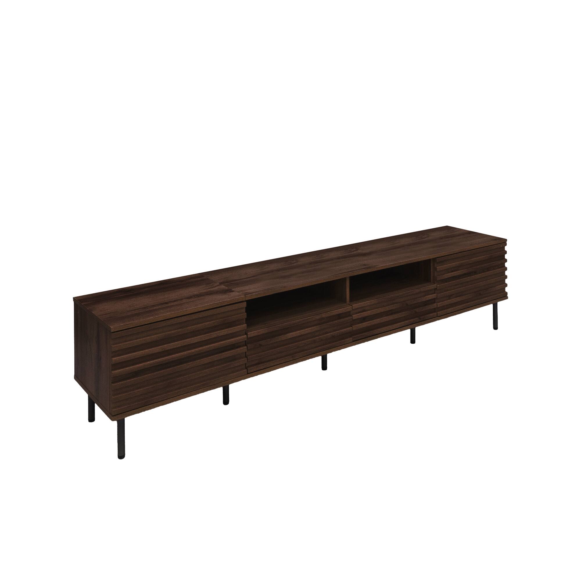 Angle. Whisen - 78-Inch Modern TV Stand for TVs up to 85-Inch, Entertainment Center with Storage and Cable Management - Dark Brown.