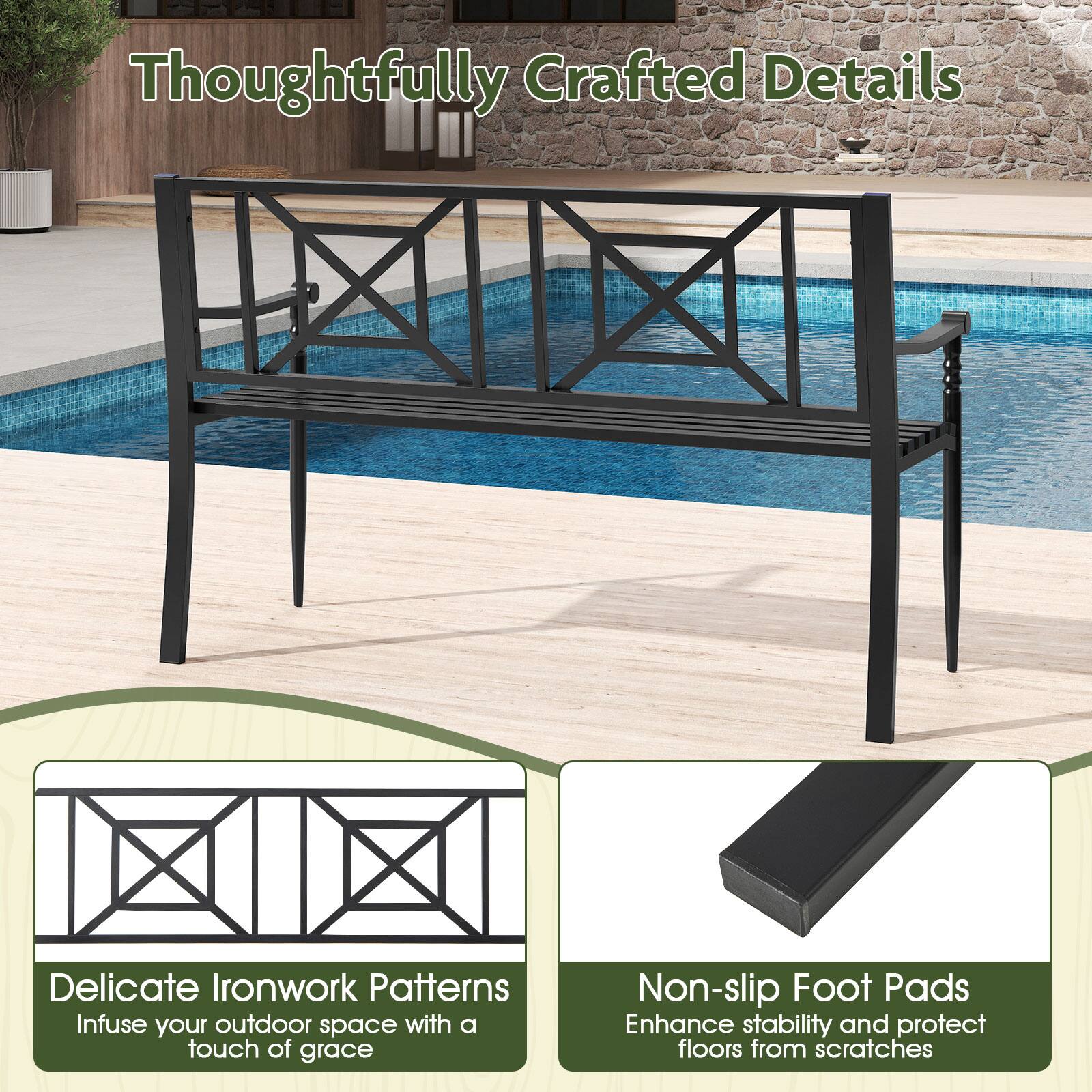 Thoughtfully Crafted Details

Delicate Ironwork Patterns
Infuse your outdoor space with a touch of grace

Non-slip Foot Pads
Enhance stability and protect floors from scratches