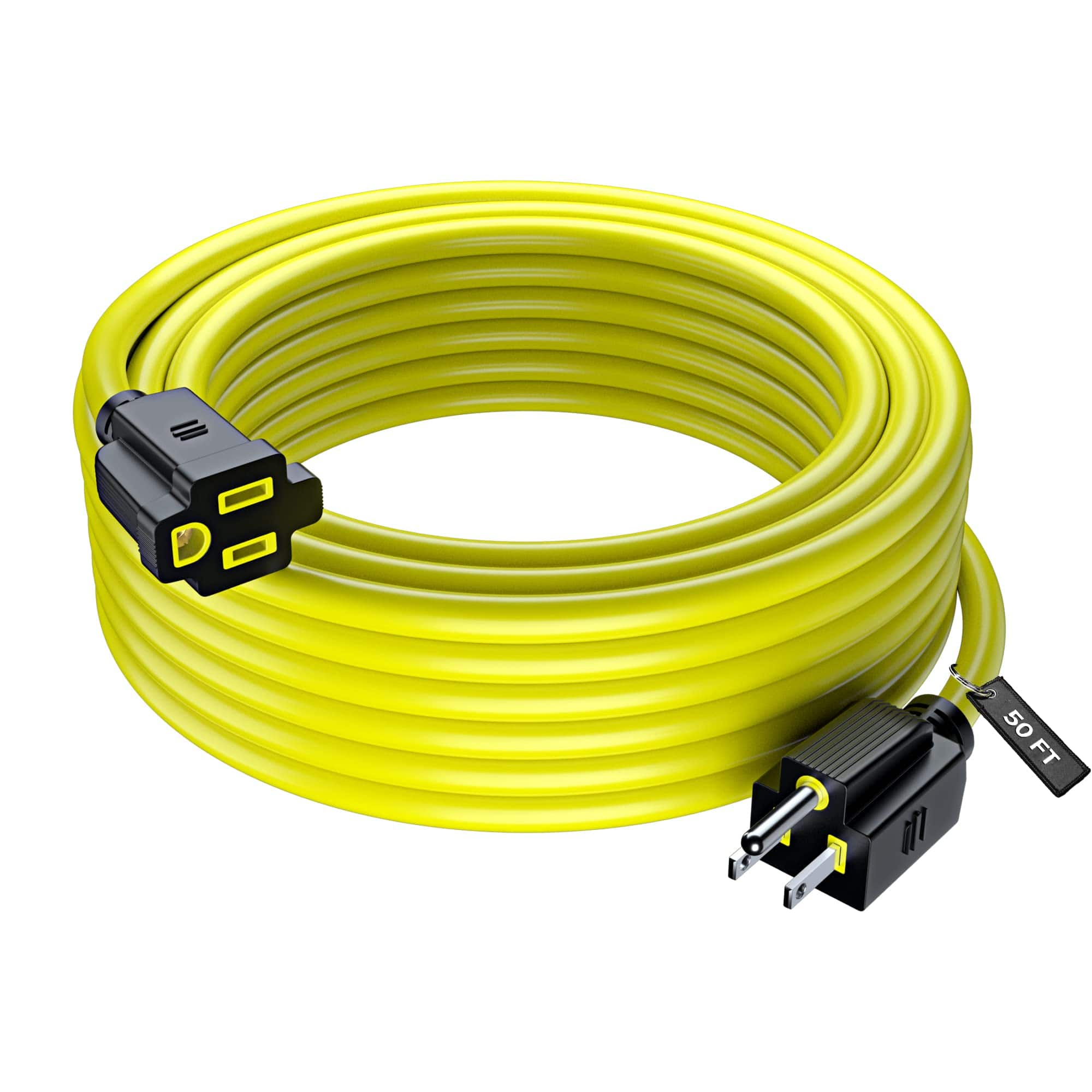 Maximm - Extension Cord 50 Ft – Indoor & Outdoor Power Cords, 16 AWG SJTW, Heavy Duty, ETL Listed - Yellow