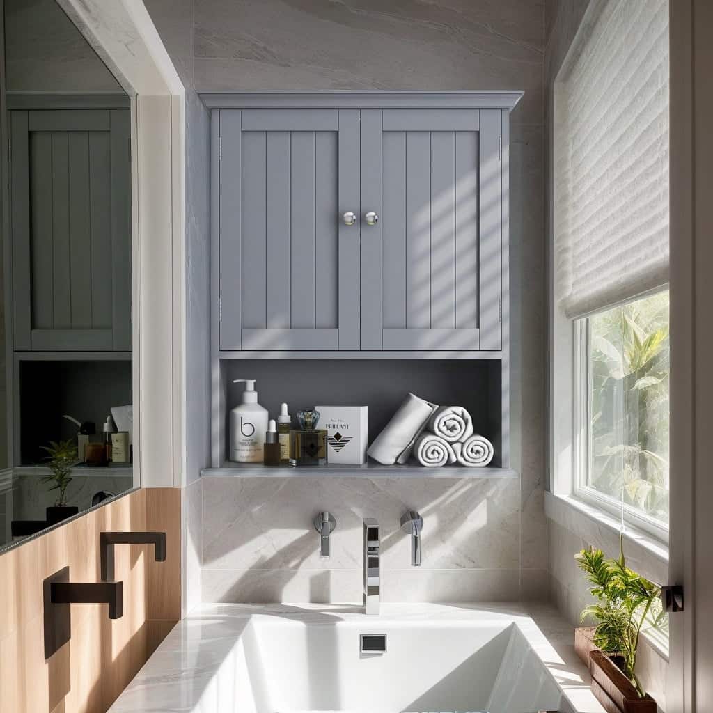 Kadyn - Wall Mount Bathroom Cabinet Storage Organizer with Doors and ShelvesGray Wall Cabinet for Bathroom Laundry - Gray