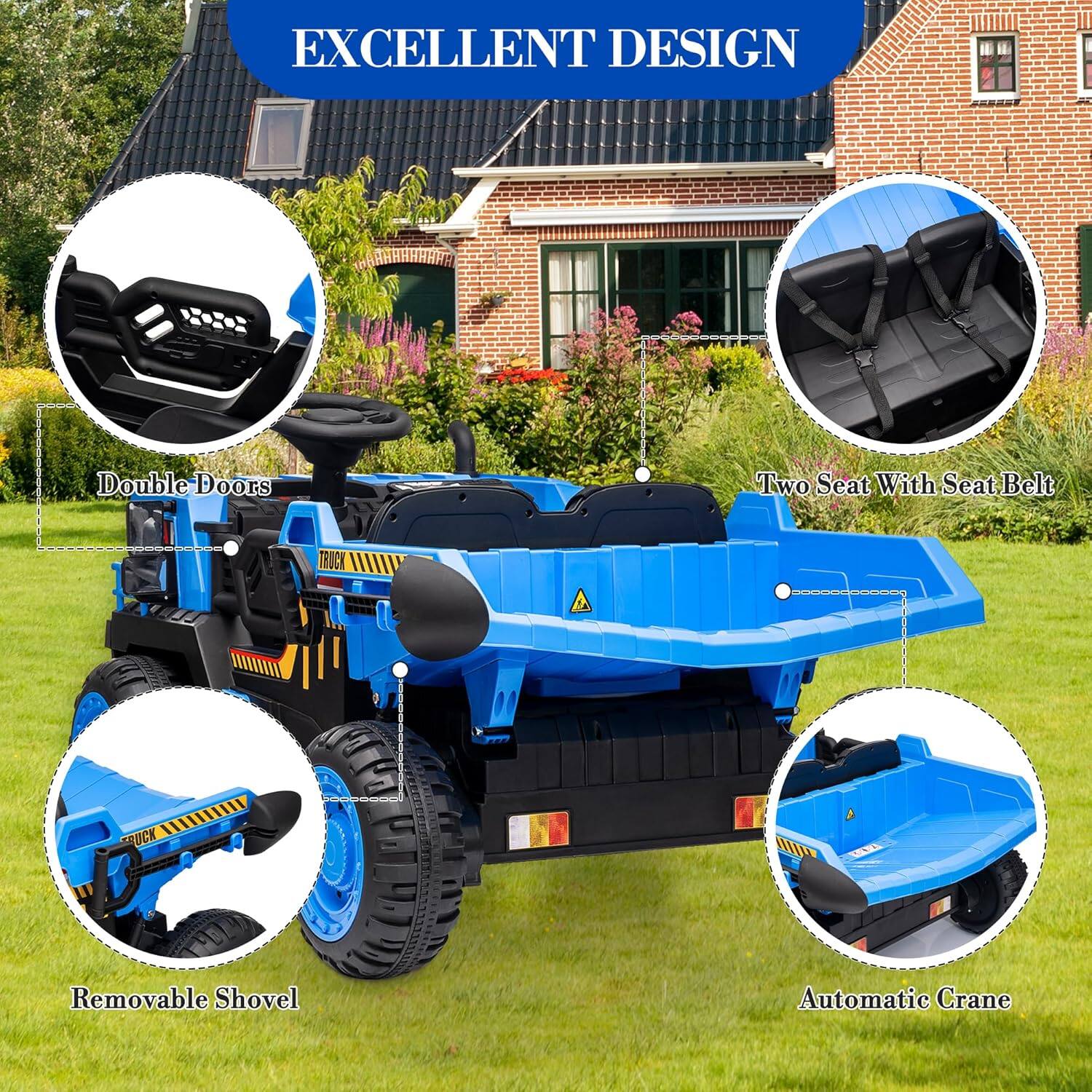 EXCELLENT DESIGN

- Double Doors
- Two Seat With Seat Belt
- Removable Shovel
- Automatic Crane