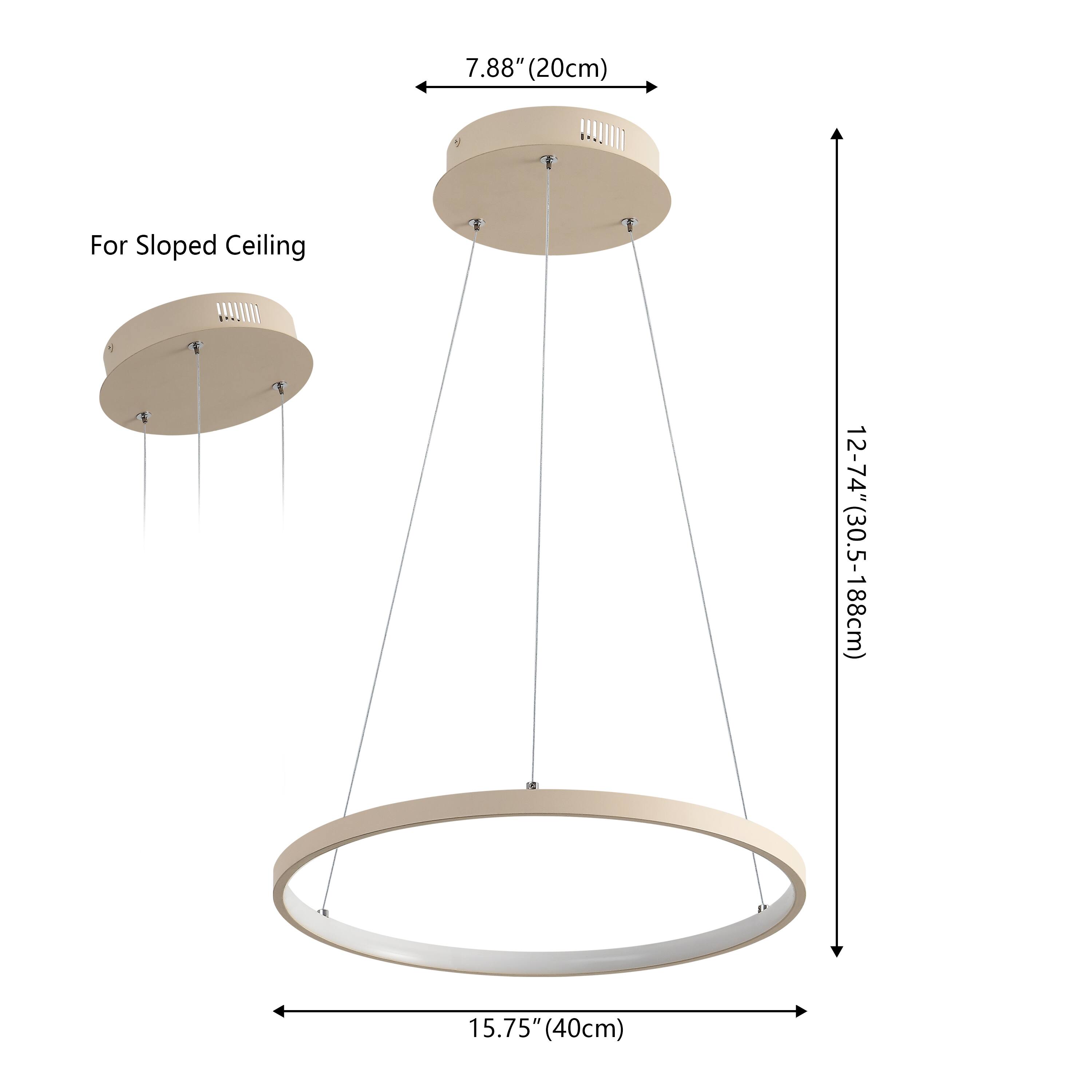 7.88" (20cm) For Sloped Ceiling 12-74" (30.5-188cm) 15.75" (40cm)