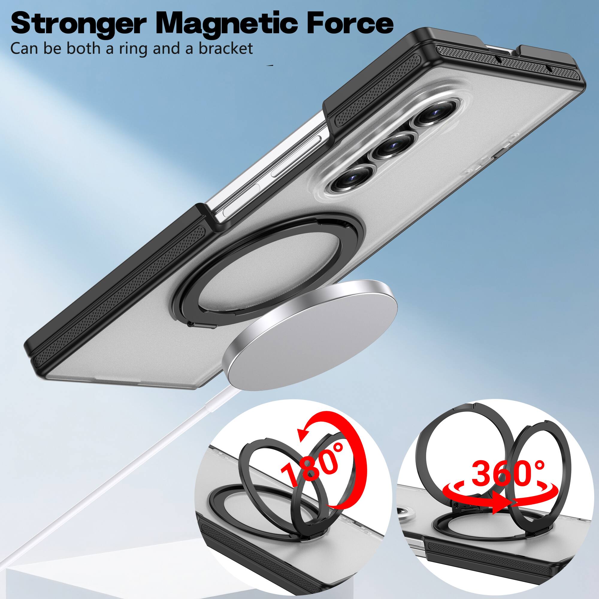 Stronger Magnetic Force  
Can be both a ring and a bracket  
180°  
360°