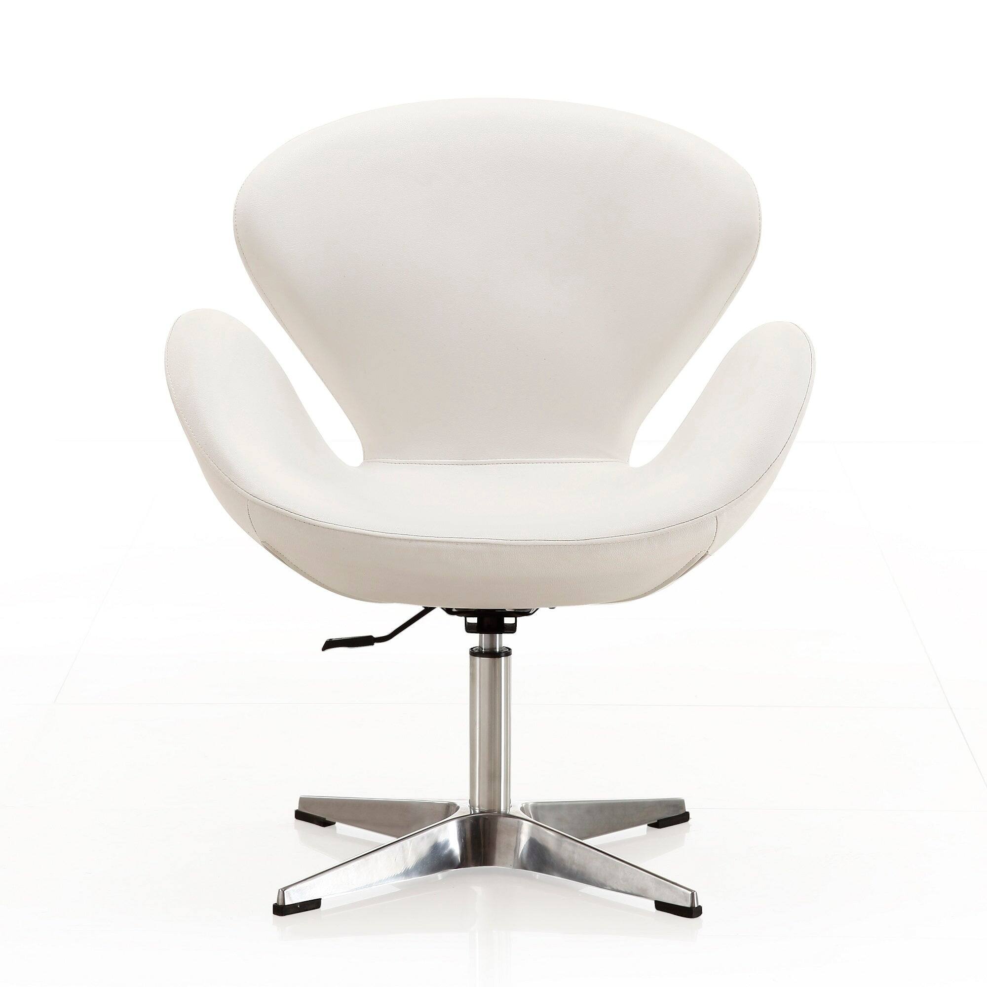 Back. Manhattan Comfort - Raspberry Modern Upholstered Swivel Lounge Chair - White.