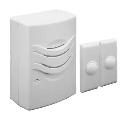 Front. IQ America - IQ America Wireless Plugin Contemporary Door Chime Door Bell 2 Buttons 2 Melody - White.