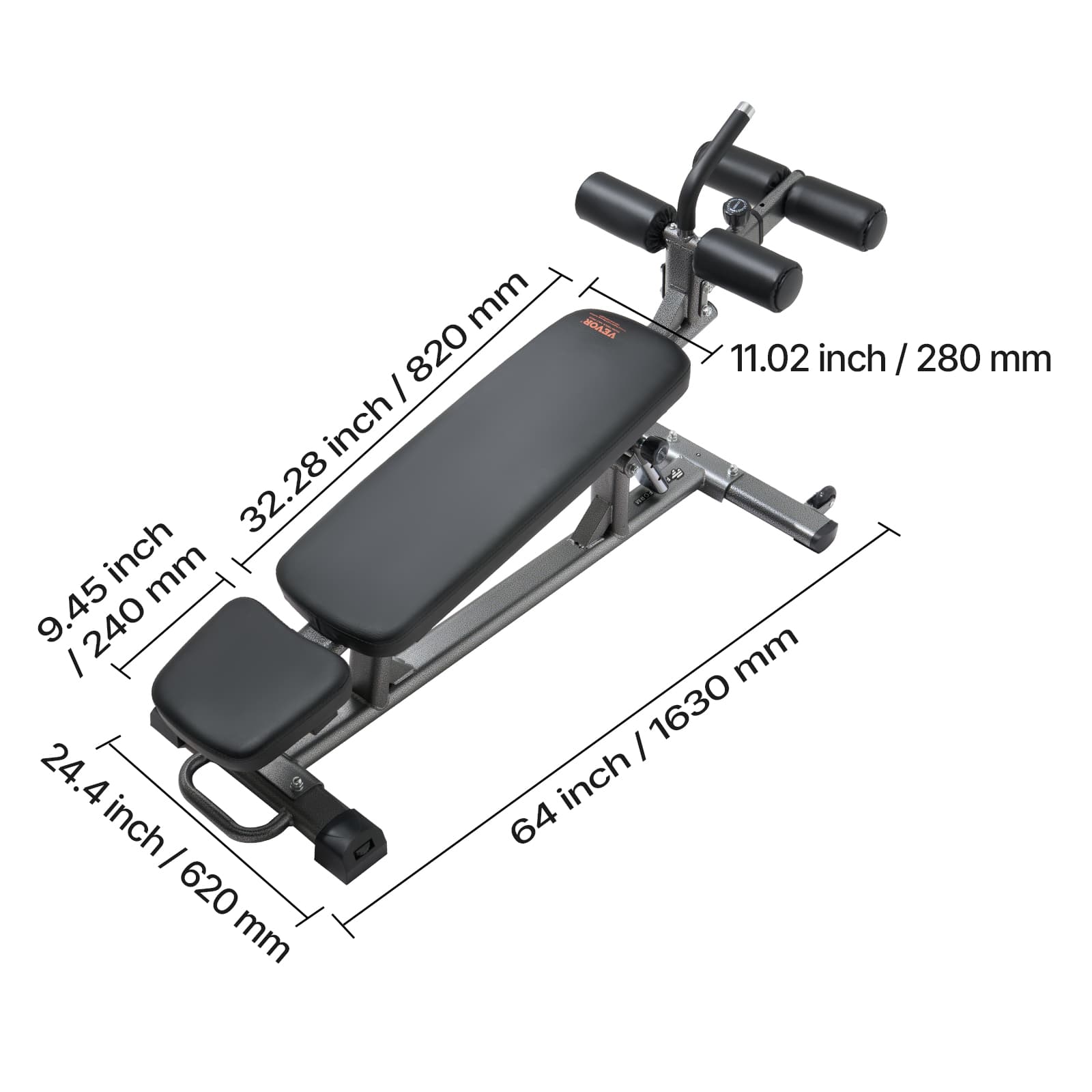 VEVOR Sit Up Bench, Decline Ab Bench with Reverse Crunch Handle