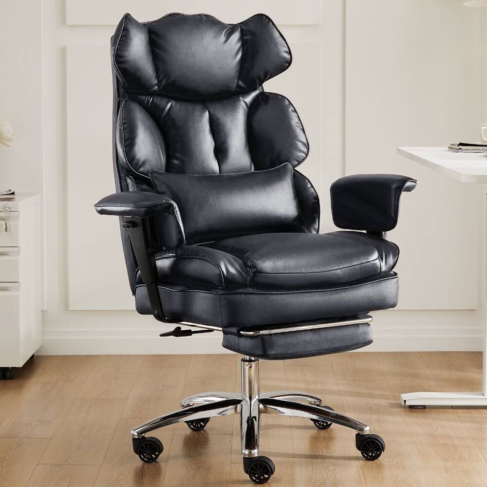 Front. Loheer - Loheer Executive Office Chair Ergonomic Desk Chair PU Leather - Black.