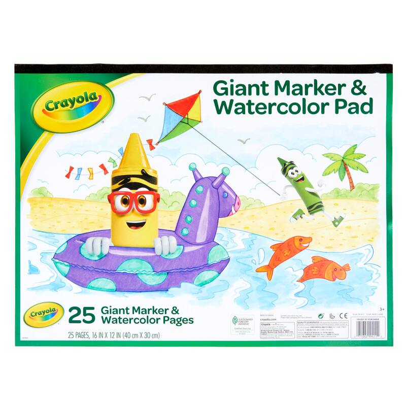 Crayola Giant Marker & Watercolor Pad  
25 Giant Marker & Watercolor Pages  
25 PAGES, 16 IN X 12 IN (40 cm X 30 cm)  
CE 010 1+