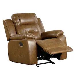 Manhattan Lane - Kius Manual Recliner Chair Faux Leather, Pillow Top Arms - Brown
