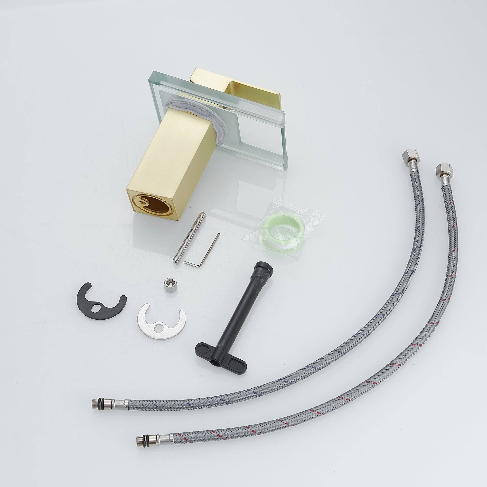 Alt View 2. Boyel Living - Brass Single Handle Single Hole Bathroom Faucet Brushed Gold with LED Temperature Sensor and Supply Hoses Easy Install - Brushed Gold.