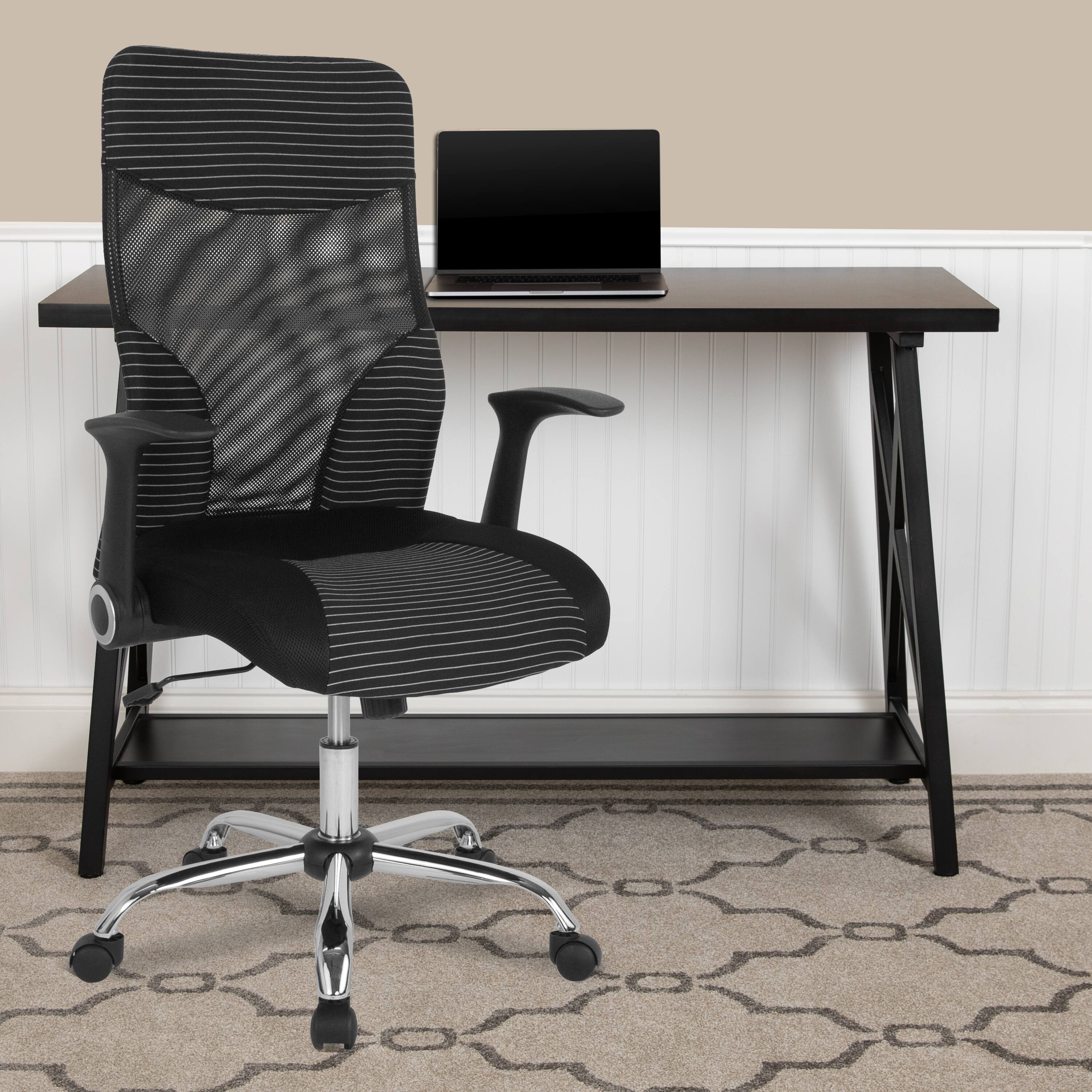 Alt View 1. Emma + Oliver - High Back Office Chair with Contemporary Mesh Design - Black and White.