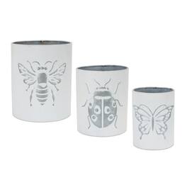 BreeBe - Brushed Metal Insect Pot (Set of 3) - White, Grey