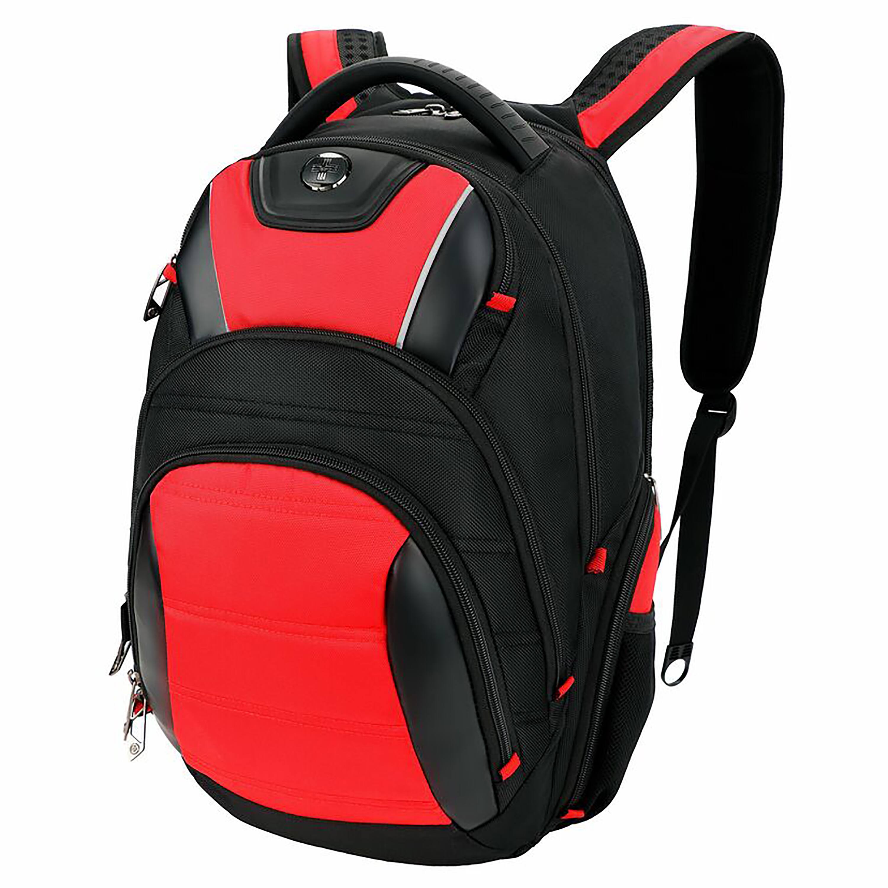 Alt View 12. Swissdigital Design - Anti Bacterial Travel Backpack - Red and Black.