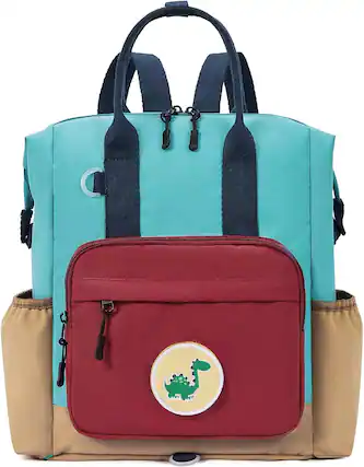 Front. Vulpecula Spade - Toddler Backpack Kids Backpacks For Boys Preschool Kindergarten Elementary Daycare Backpack - Blue Brown and Red.