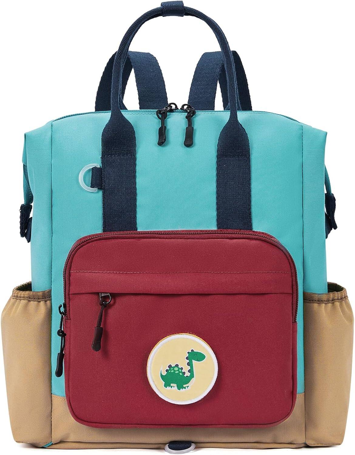 Front. Vulpecula Spade - Toddler Backpack Kids Backpacks For Boys Preschool Kindergarten Elementary Daycare Backpack - Blue Brown and Red.