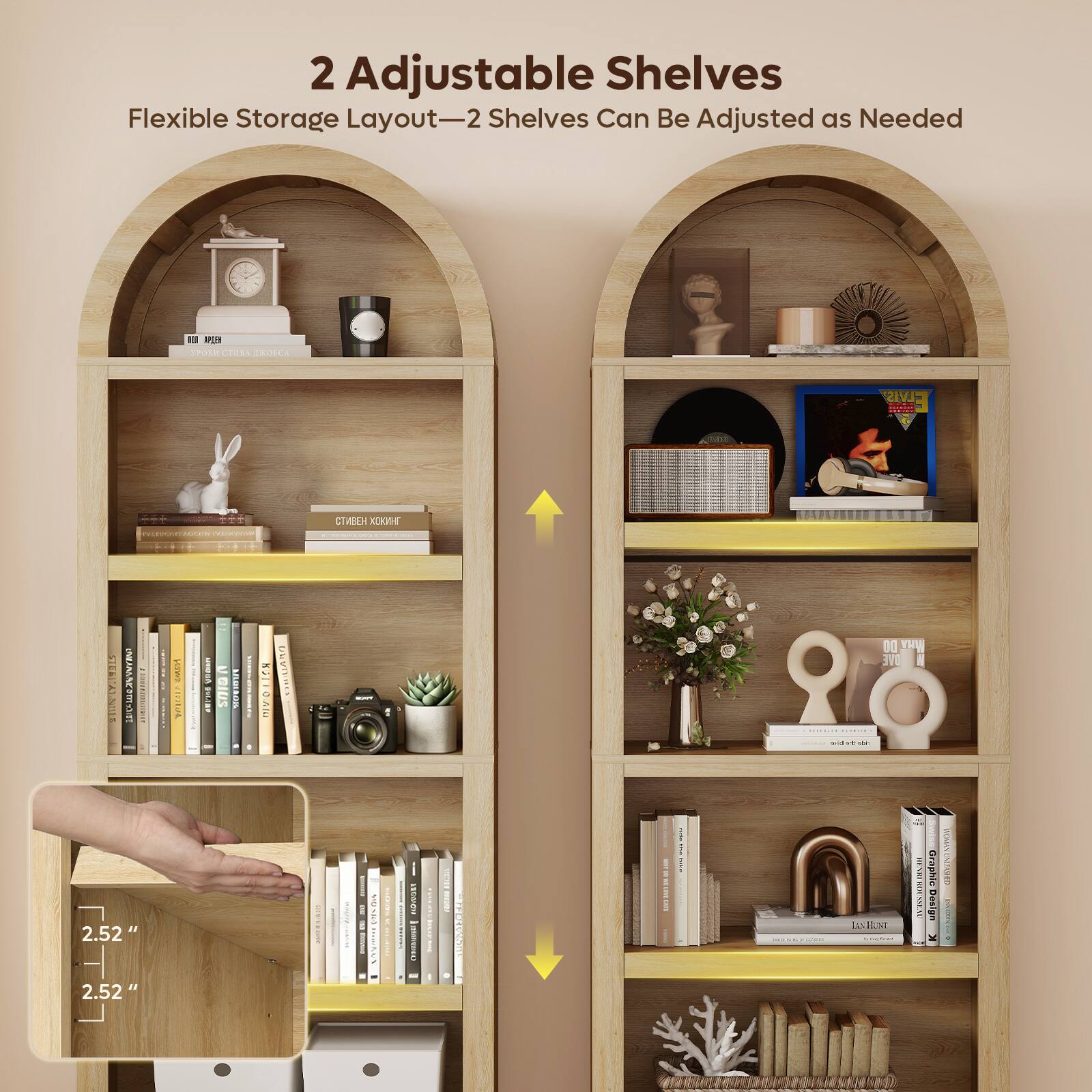 2 Adjustable Shelves  
Flexible Storage Layout—2 Shelves Can Be Adjusted as Needed  

2.52"  
2.52"