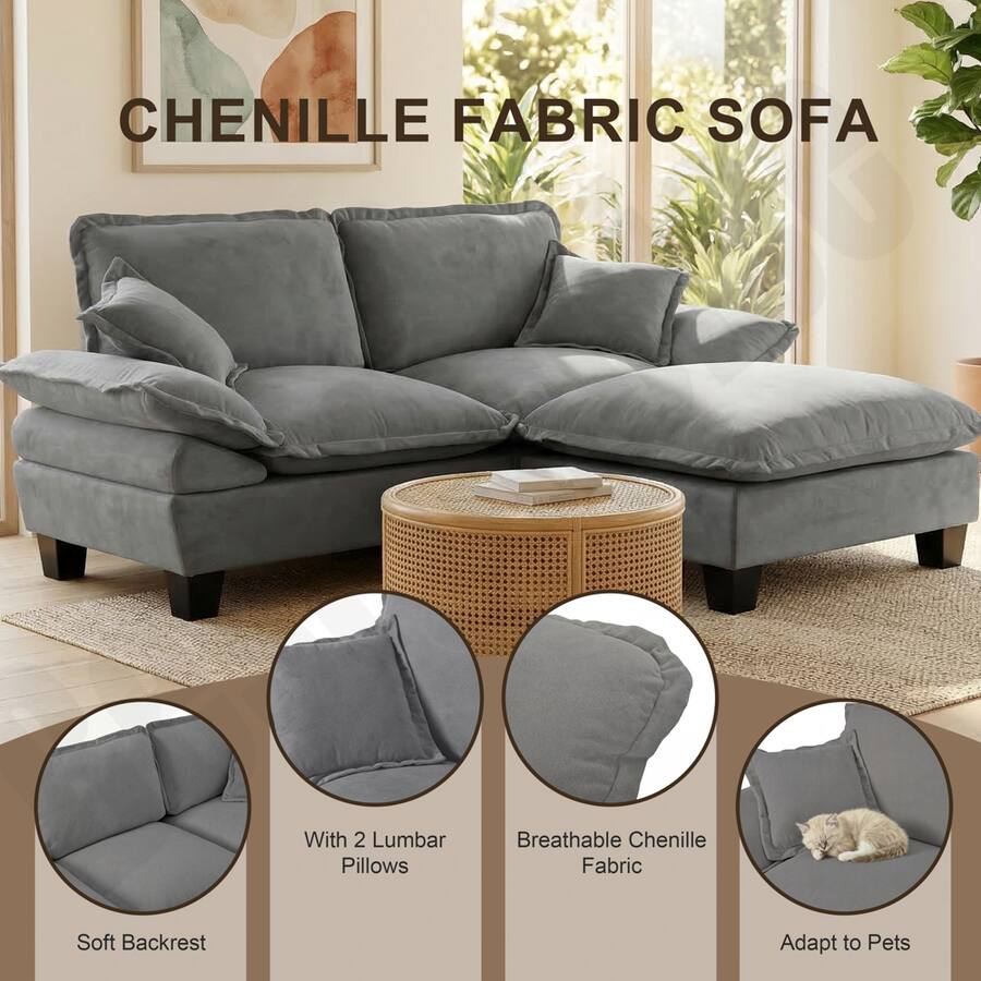Anysun L 3 seat Shape Chenille Cloud Sectional with Sailboat Design 1 ...