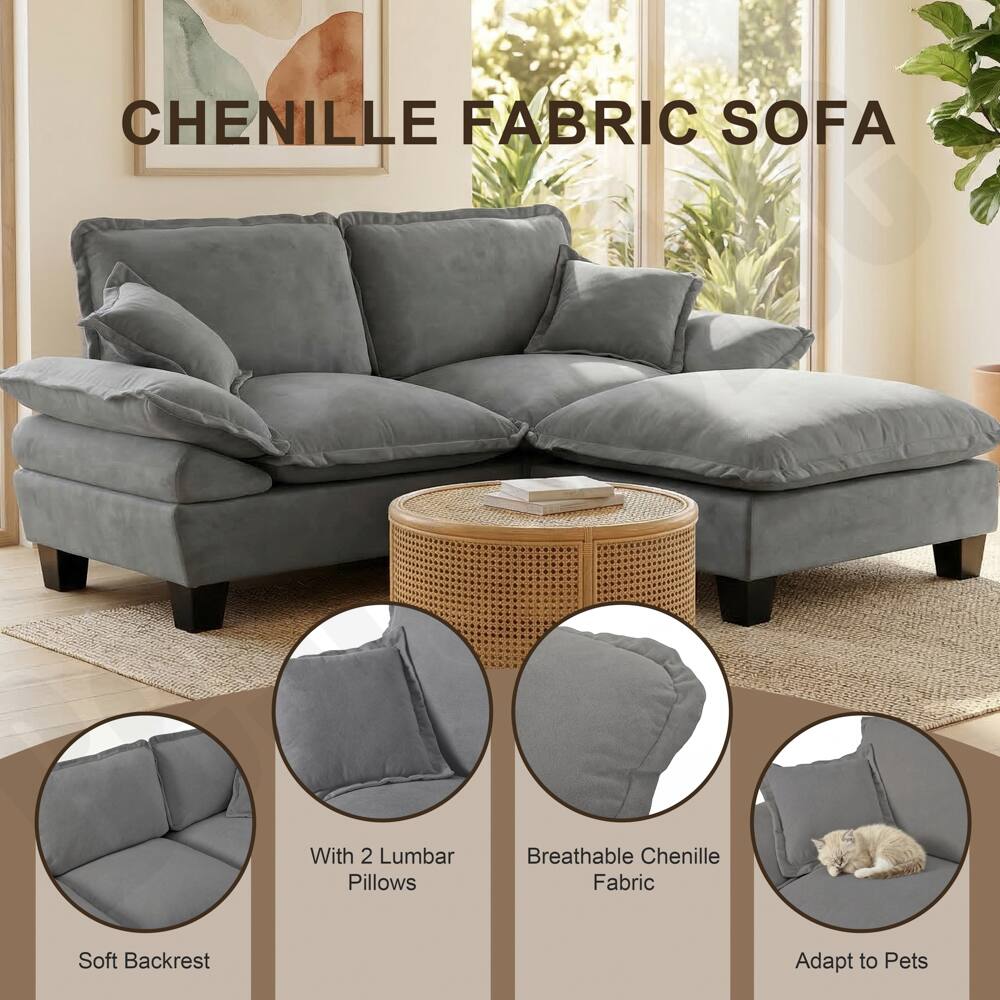 CHENILLE FABRIC SOFA

- Soft Backrest
- With 2 Lumbar Pillows
- Breathable Chenille Fabric
- Adapt to Pets