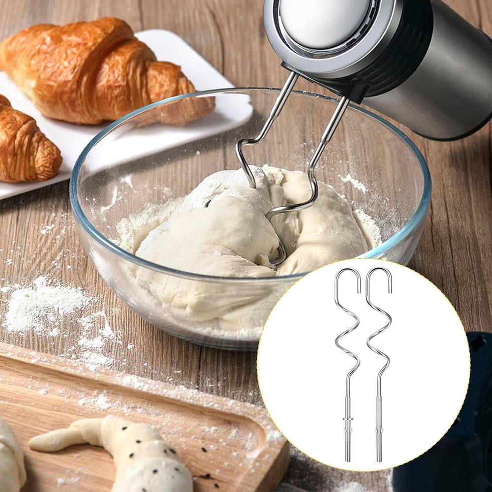 Alt View 2. RTMB - Set of 4 Hand Mixer Attachments – Stainless Steel Beaters & Dough Hooks - Silver.