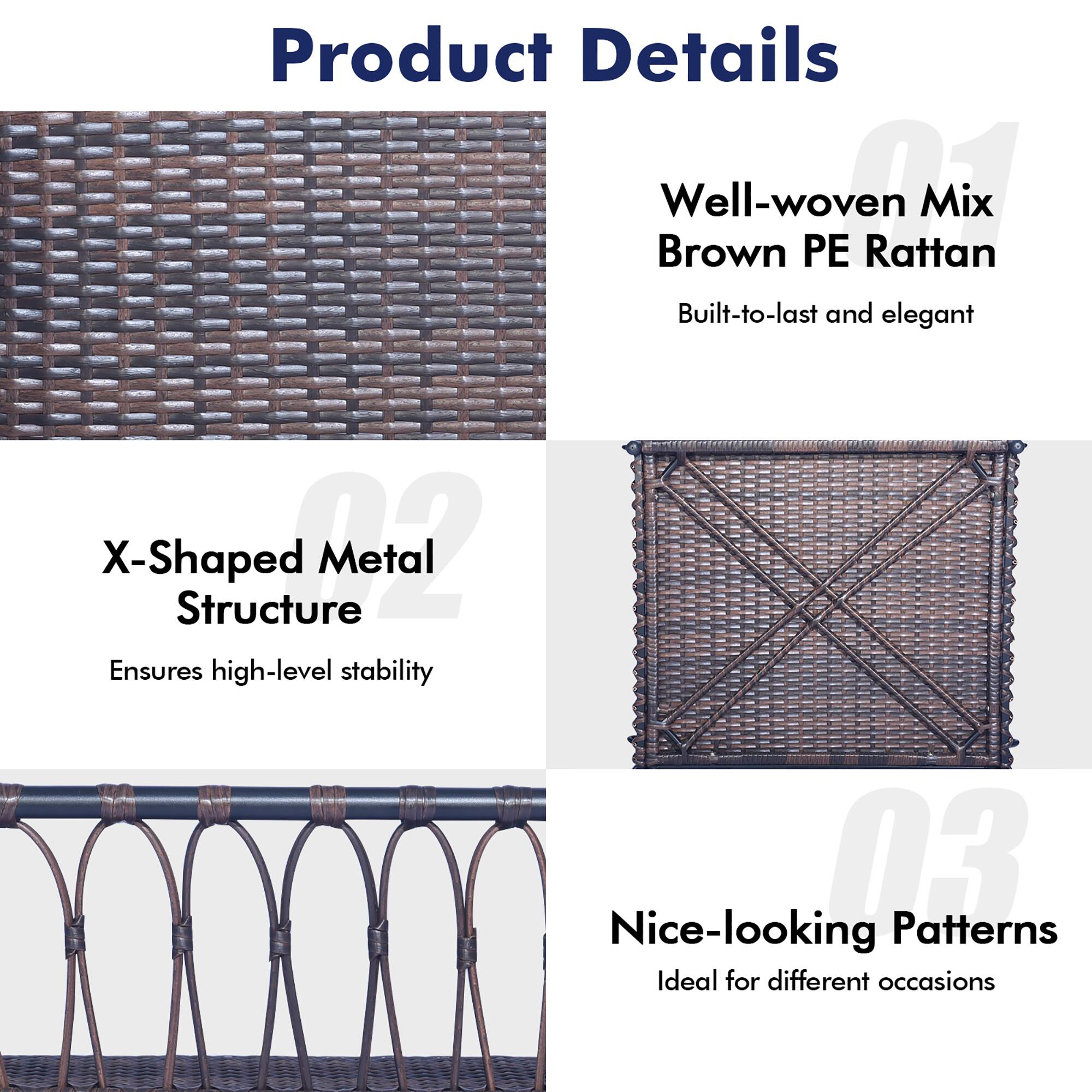 Alt View 7. Gymax - Gymax Patio Rattan Porch Swing Single Person Hanging Seat w/ Seat & Back Cushions Backyard - Mix Brown, Navy.