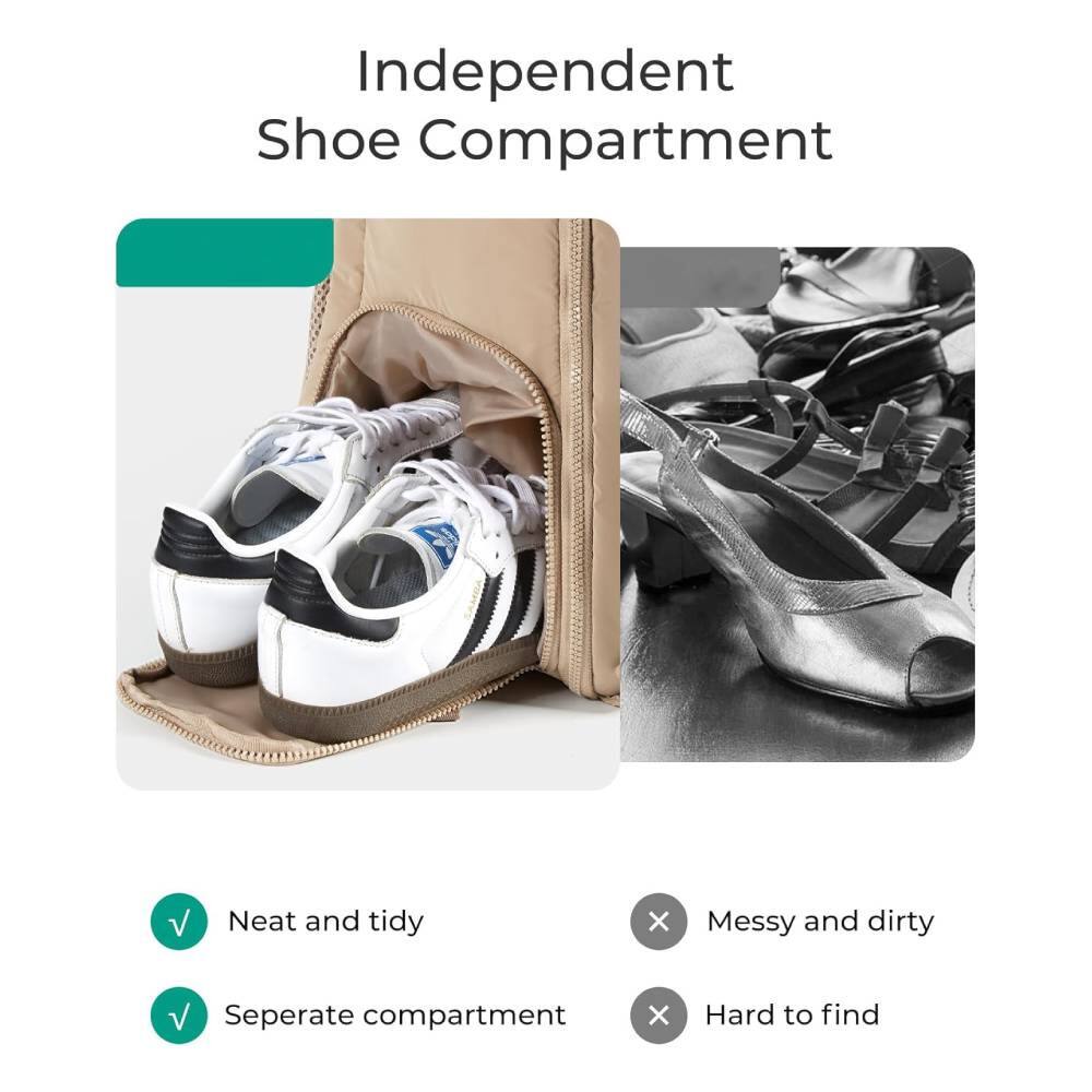 Independent Shoe Compartment

- Neat and tidy
- Separate compartment

- Messy and dirty
- Hard to find