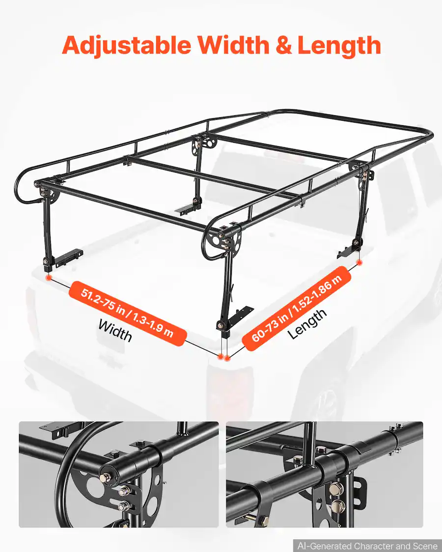 Over Cab Material Racks VEVOR Truck Ladder Rack 1500LBS Capacity Universal Over Cab Trucks Bed ...