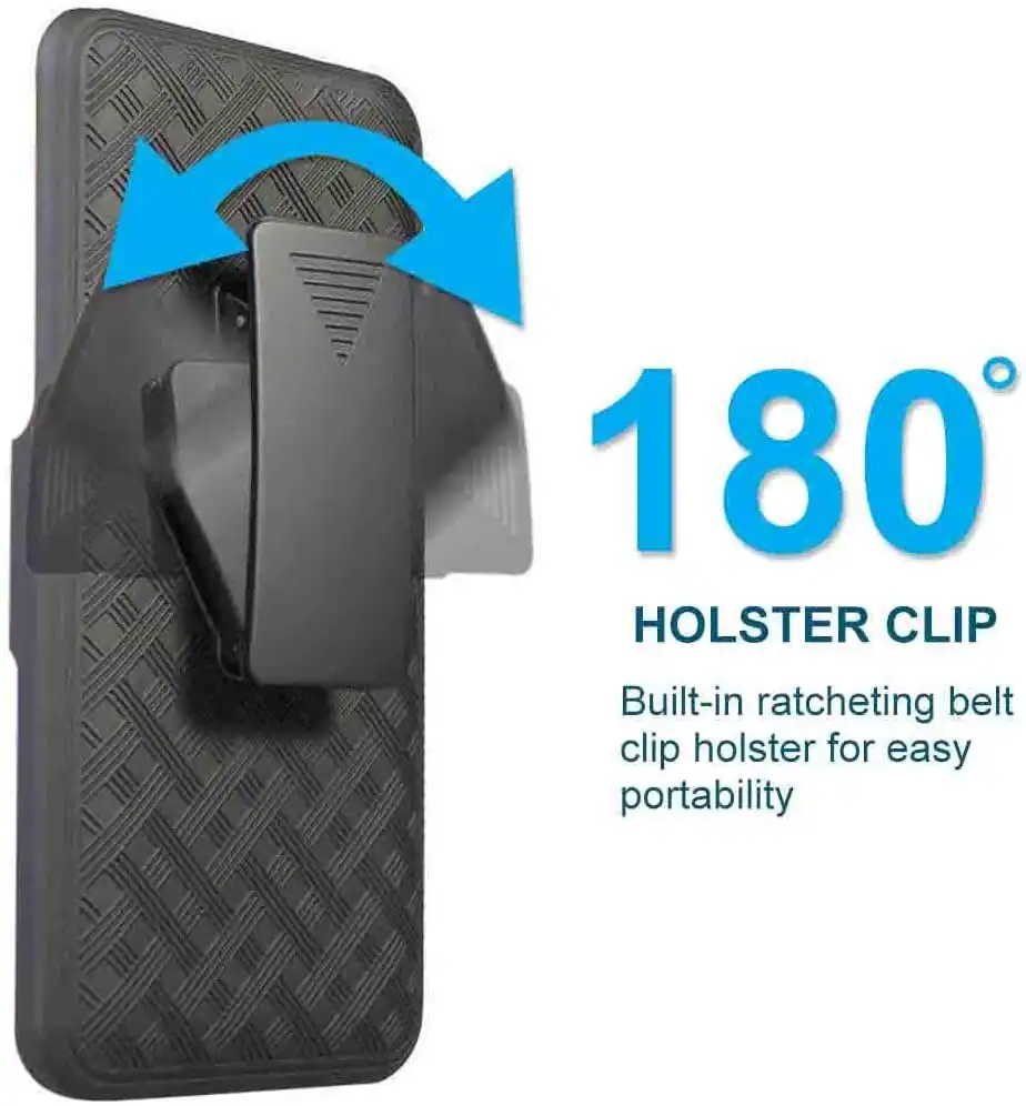 180° HOLSTER CLIP  
Built-in ratcheting belt clip holster for easy portability