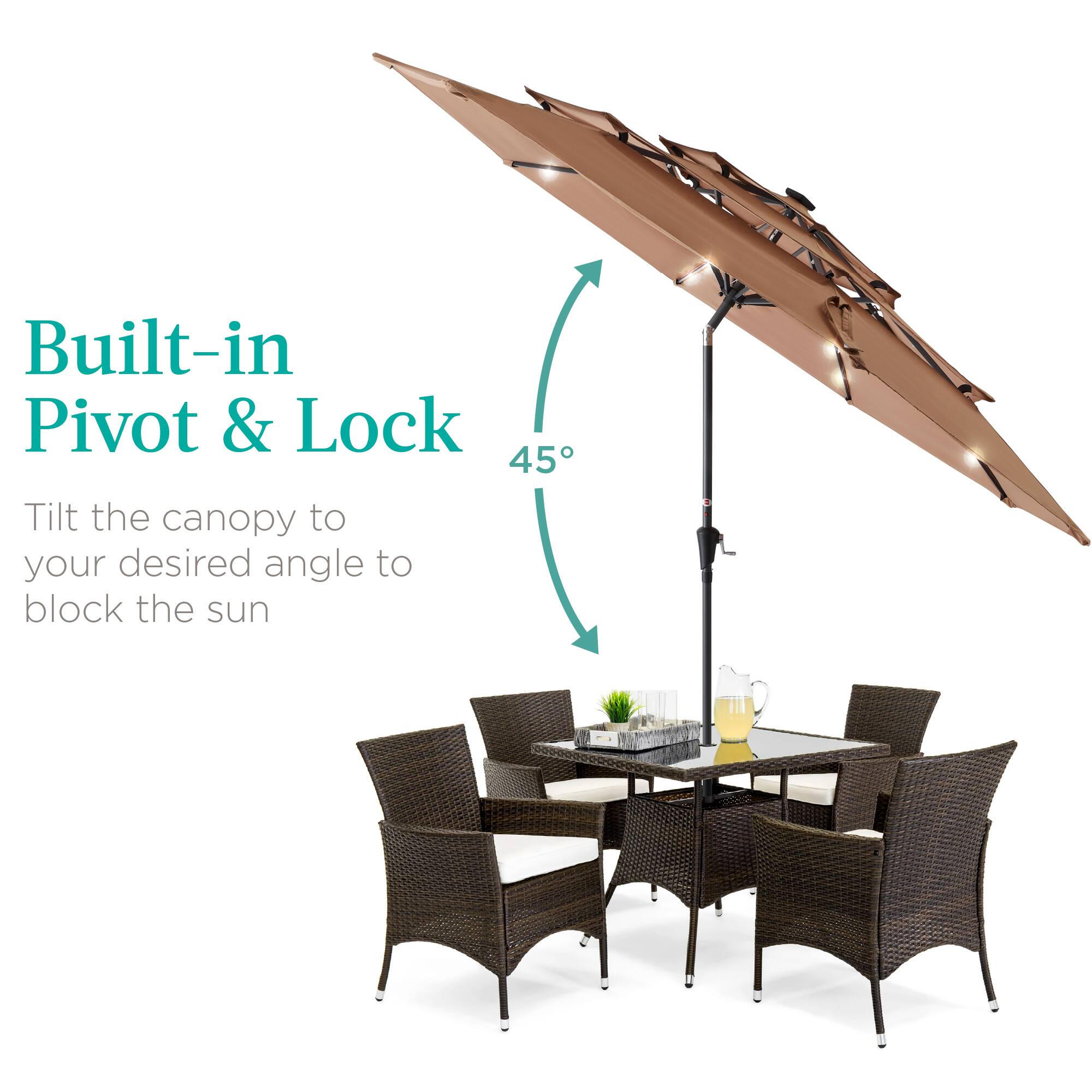 Built-in Pivot & Lock

Tilt the canopy to your desired angle to block the sun

45°