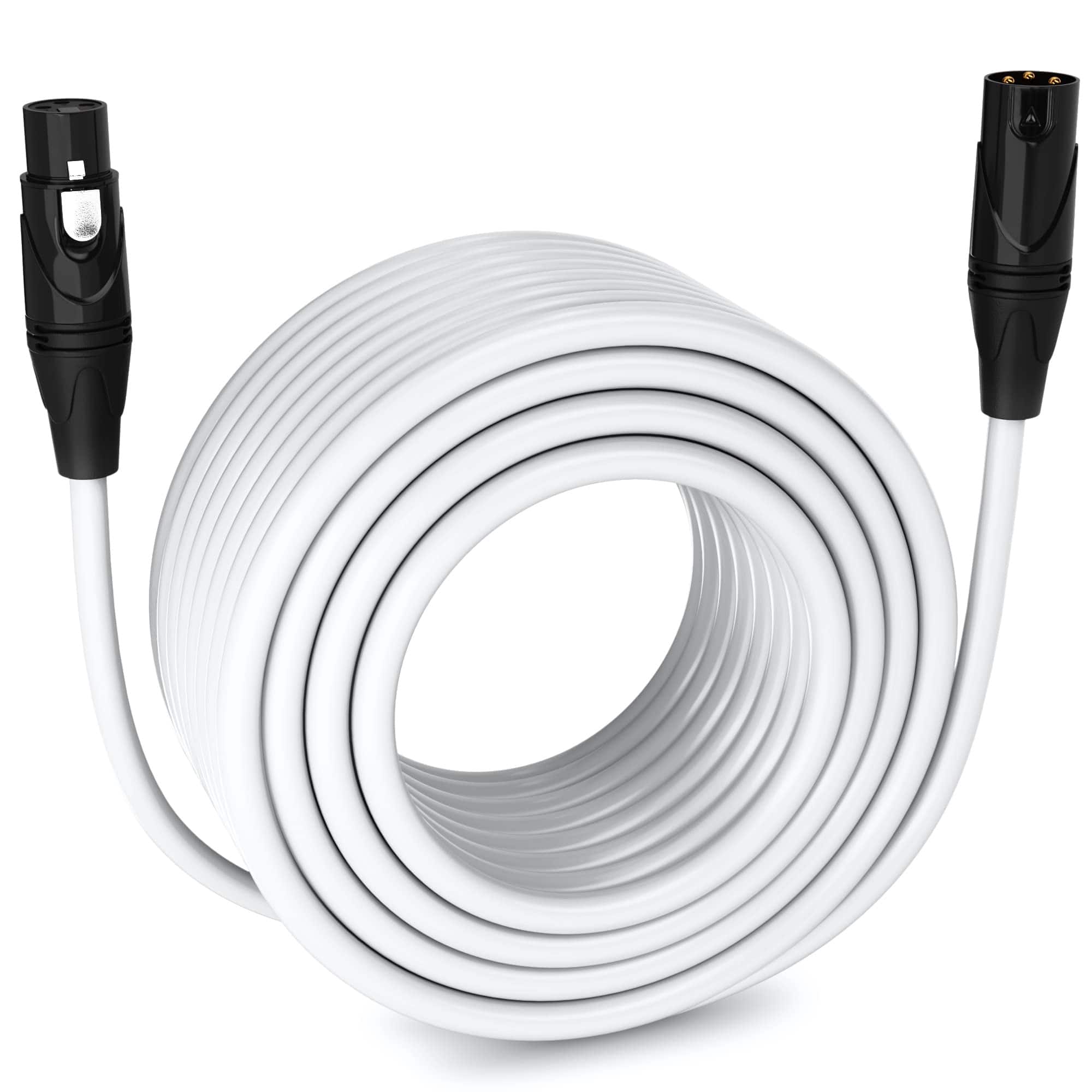 Lyxpro - 200 ft Balanced XLR Cable, Male to Female, 3 Pin Microphone Cable - White
