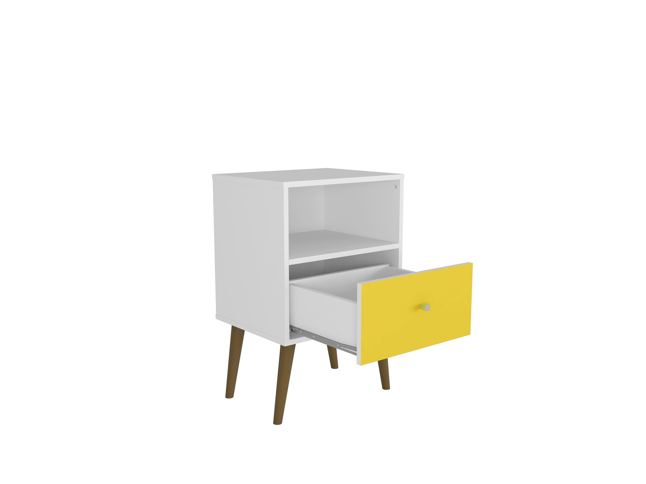 Back. Manhattan Comfort - Liberty Mid-Century Modern 18" Nightstand - White and Yellow.